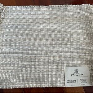 NWT Bee & Willow Strie Fringe Placemat - Cream